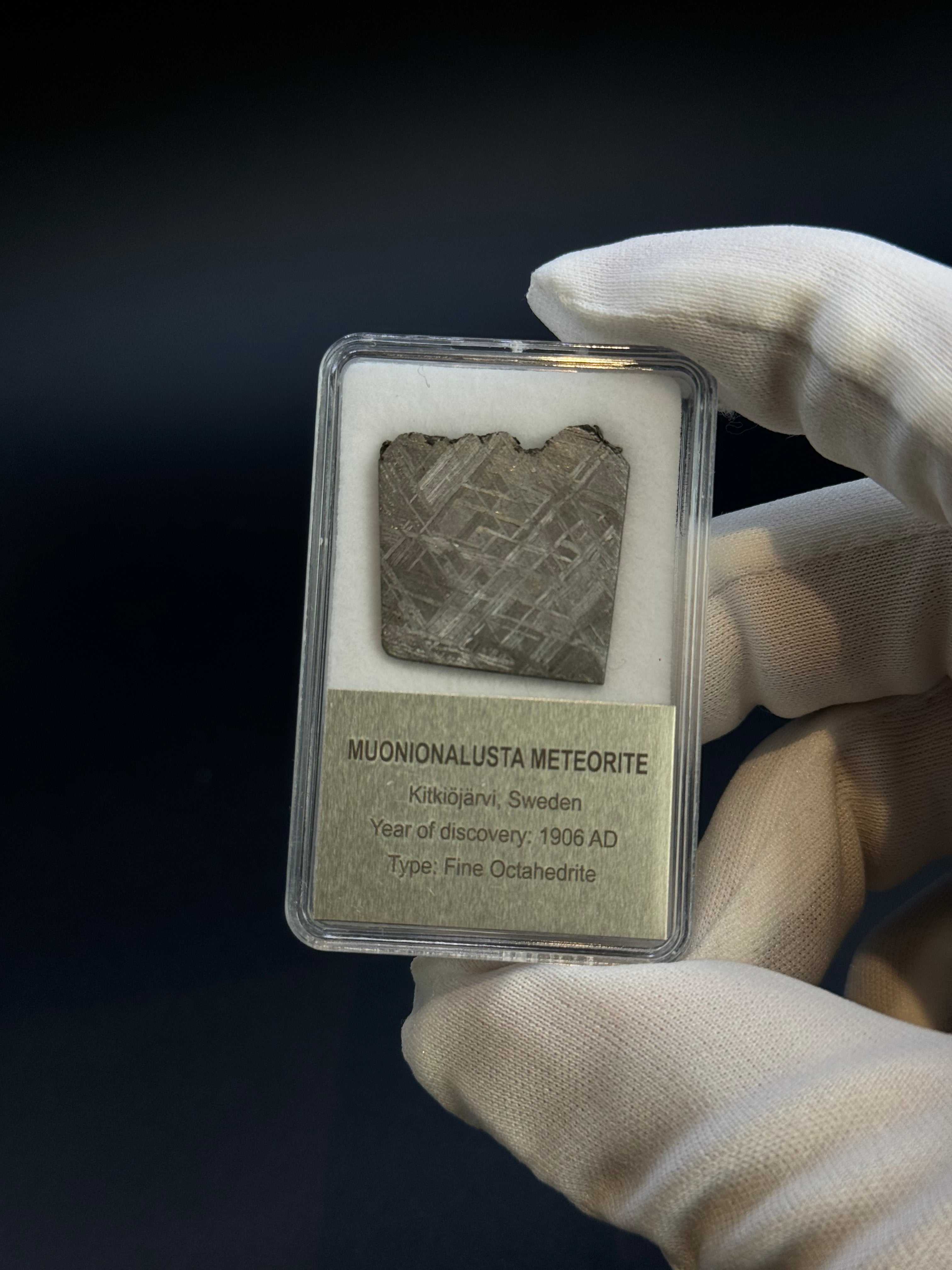 MUONIONALUSTA METEORITE, SWEDEN. DISPLAY BOX. 8,2 GRAMS.