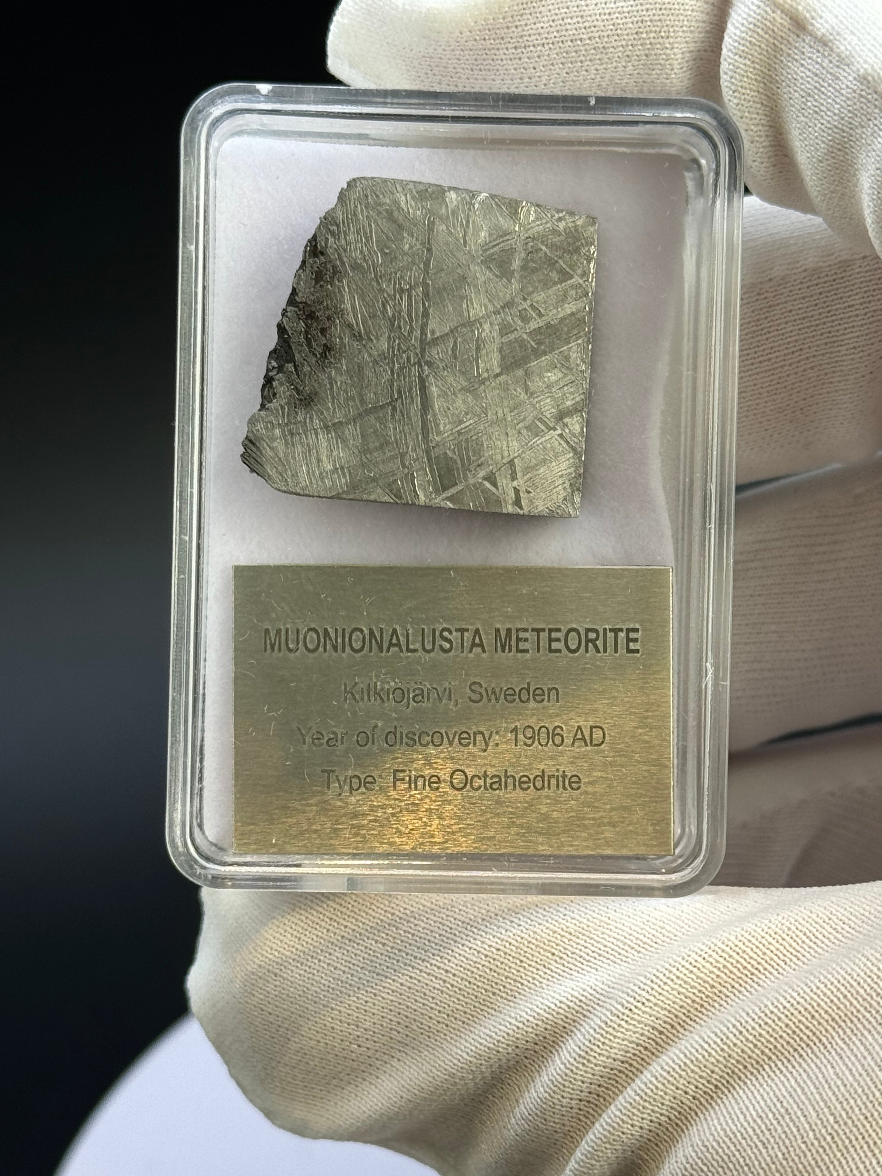 MUONIONALUSTA METEORITE, SWEDEN. DISPLAY BOX. 29,46 GRAMS.
