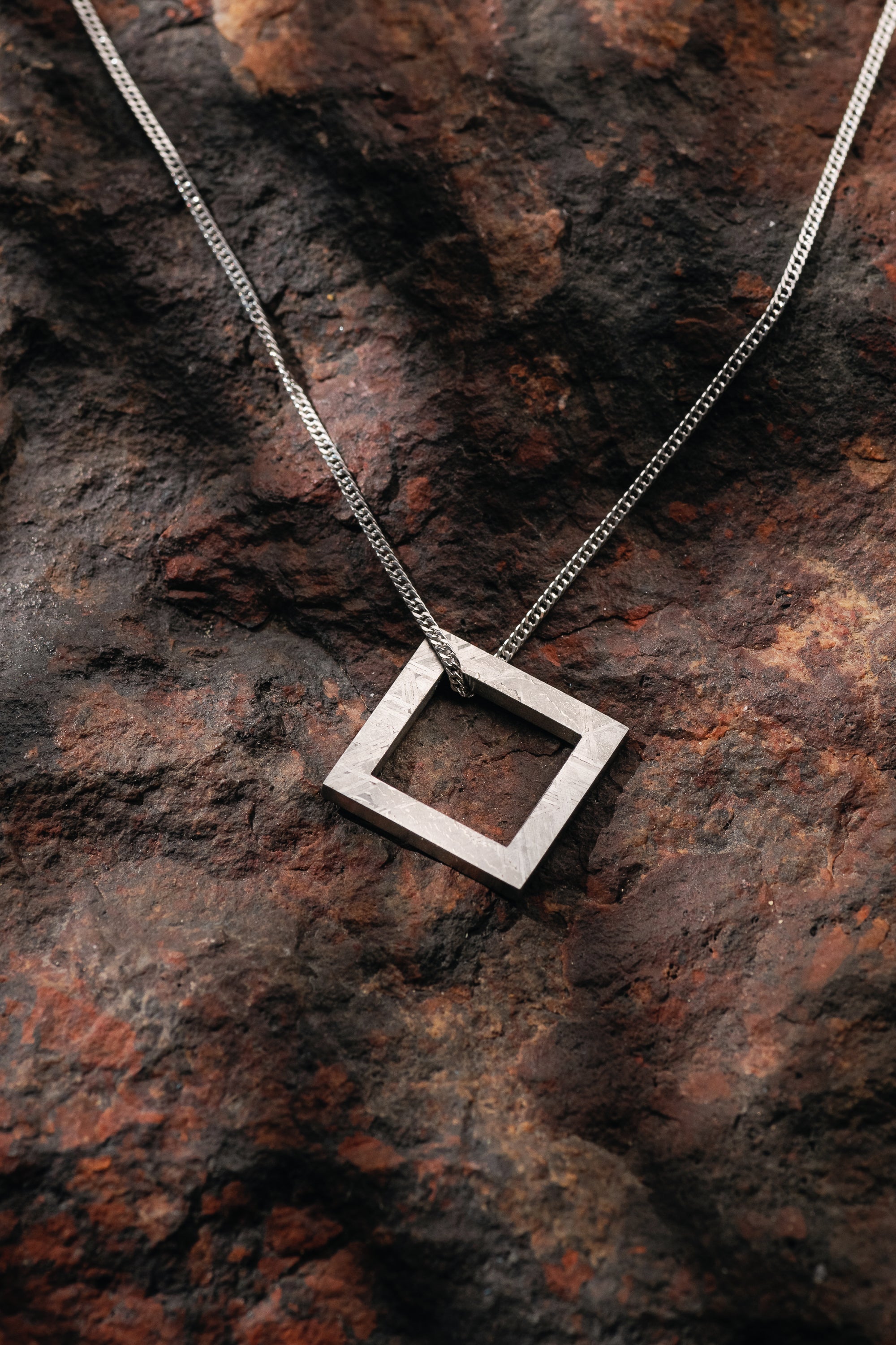 MUONIONALUSTA METEORITE SQUARE PENDANT