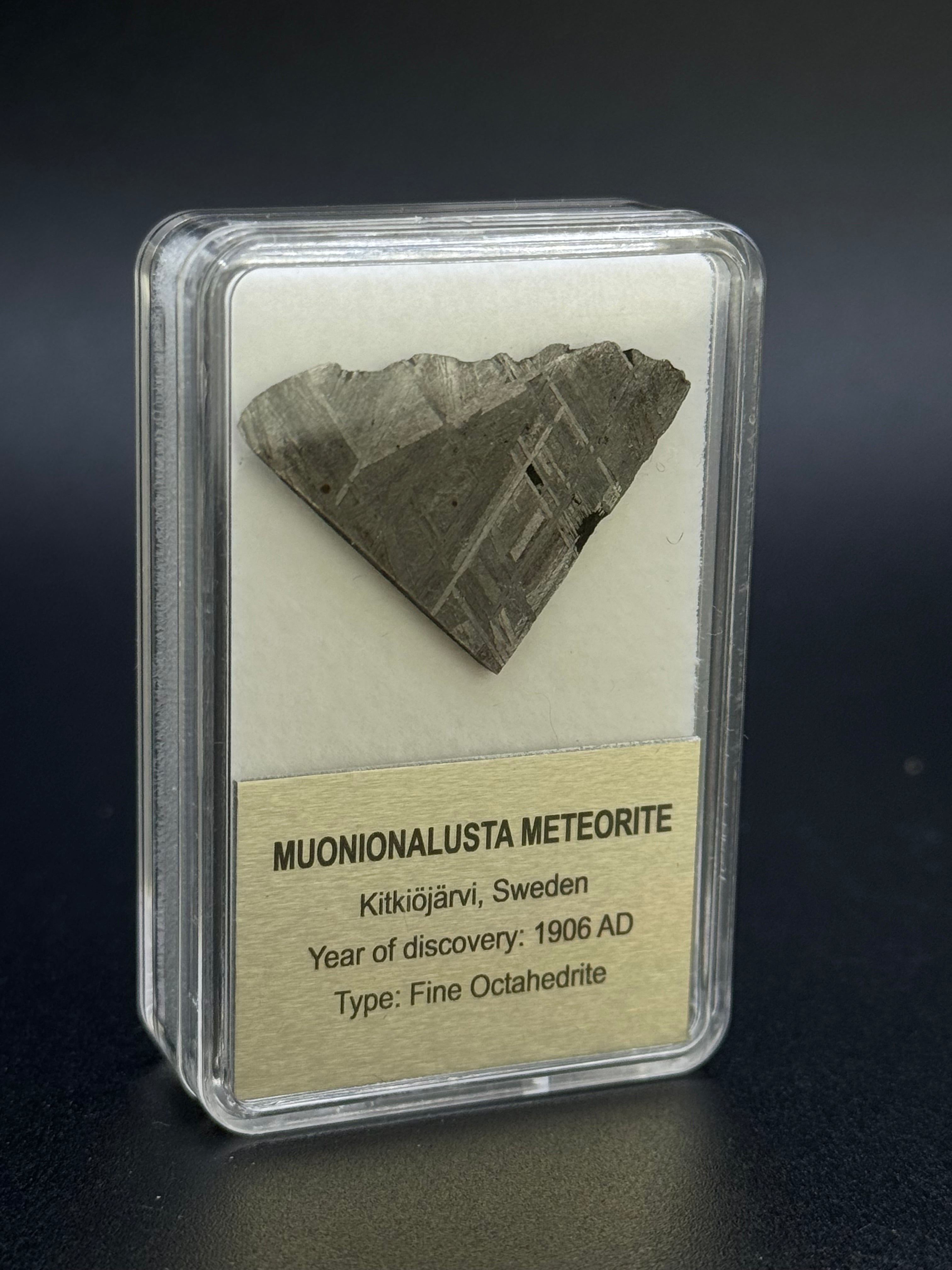 MUONIONALUSTA METEORITE, SWEDEN. DISPLAY BOX.