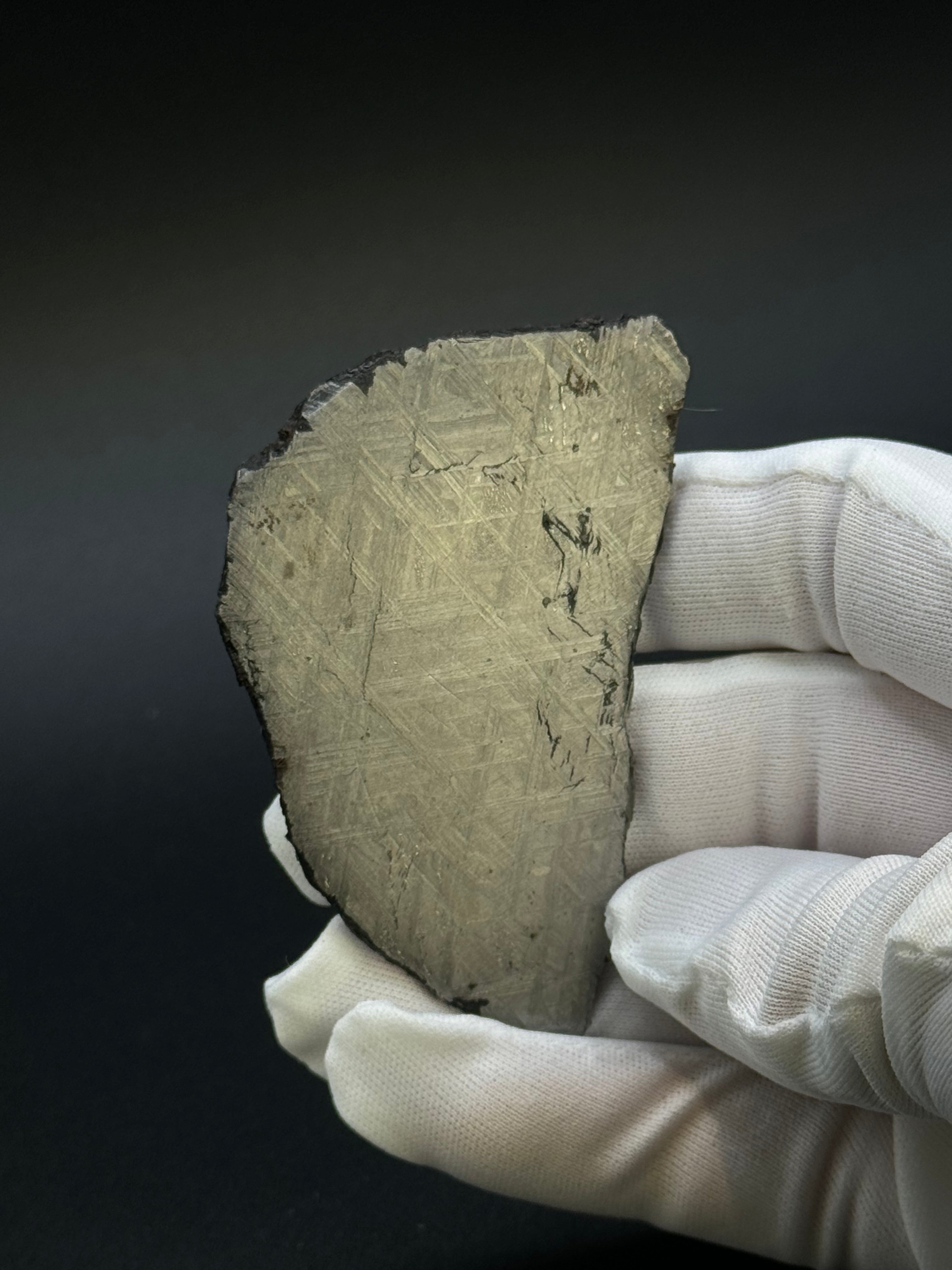 Muonionalusta Meteorite, Sweden. 68,31 grams slice.