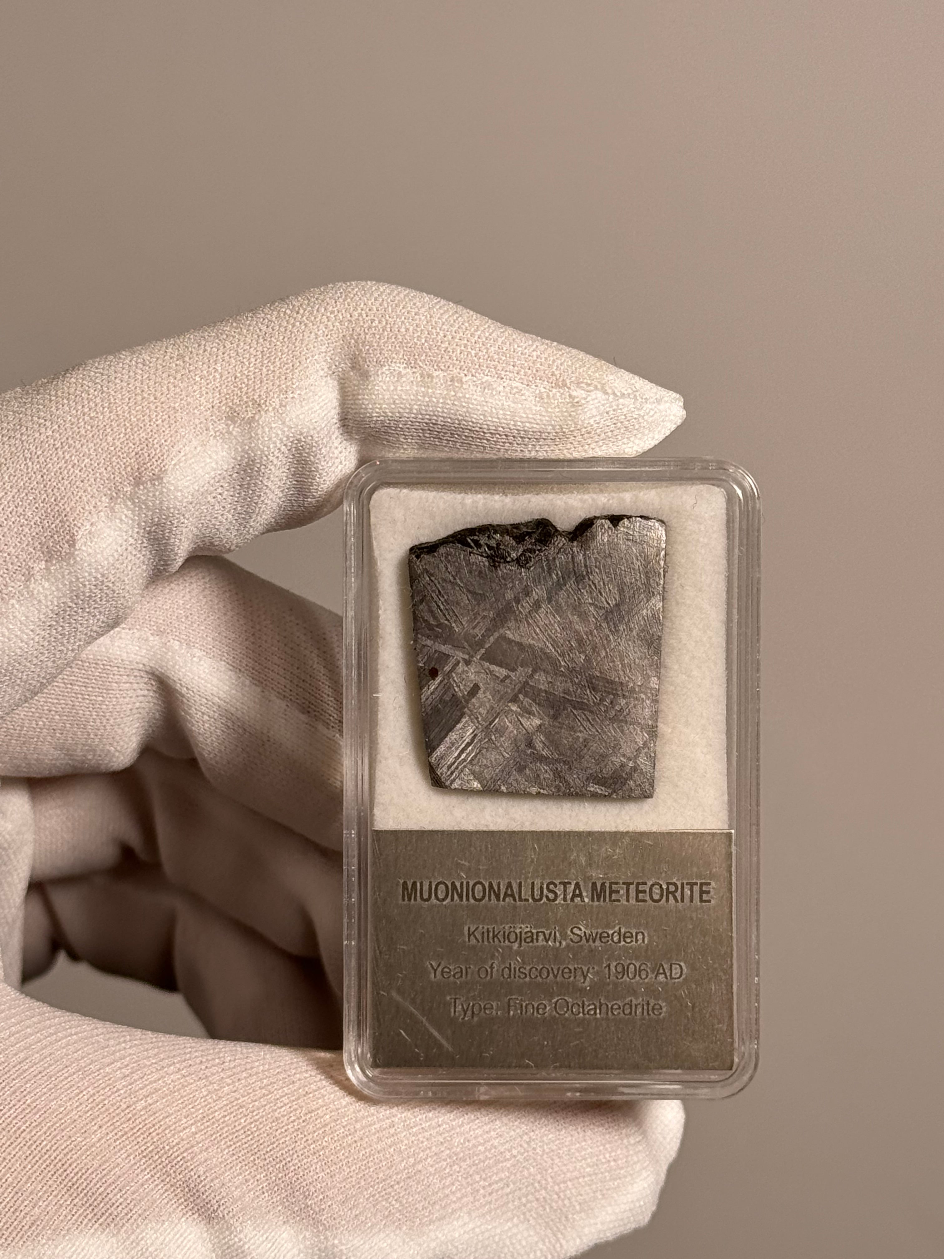 MUONIONALUSTA METEORITE IN DISPLAY BOX. 13,11 GRAMS