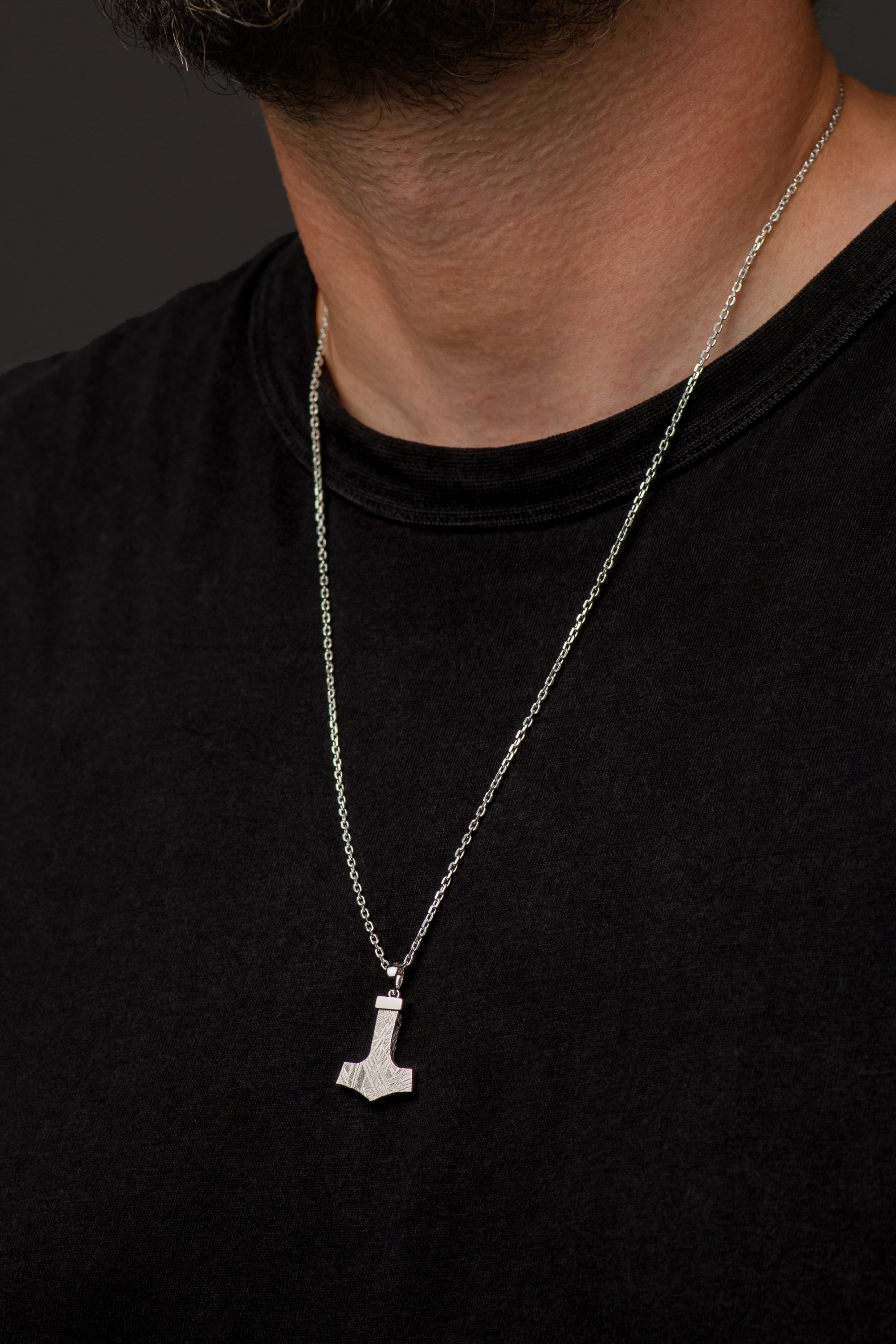 Mjolnir pendant made with Muonionalusta meteorite
