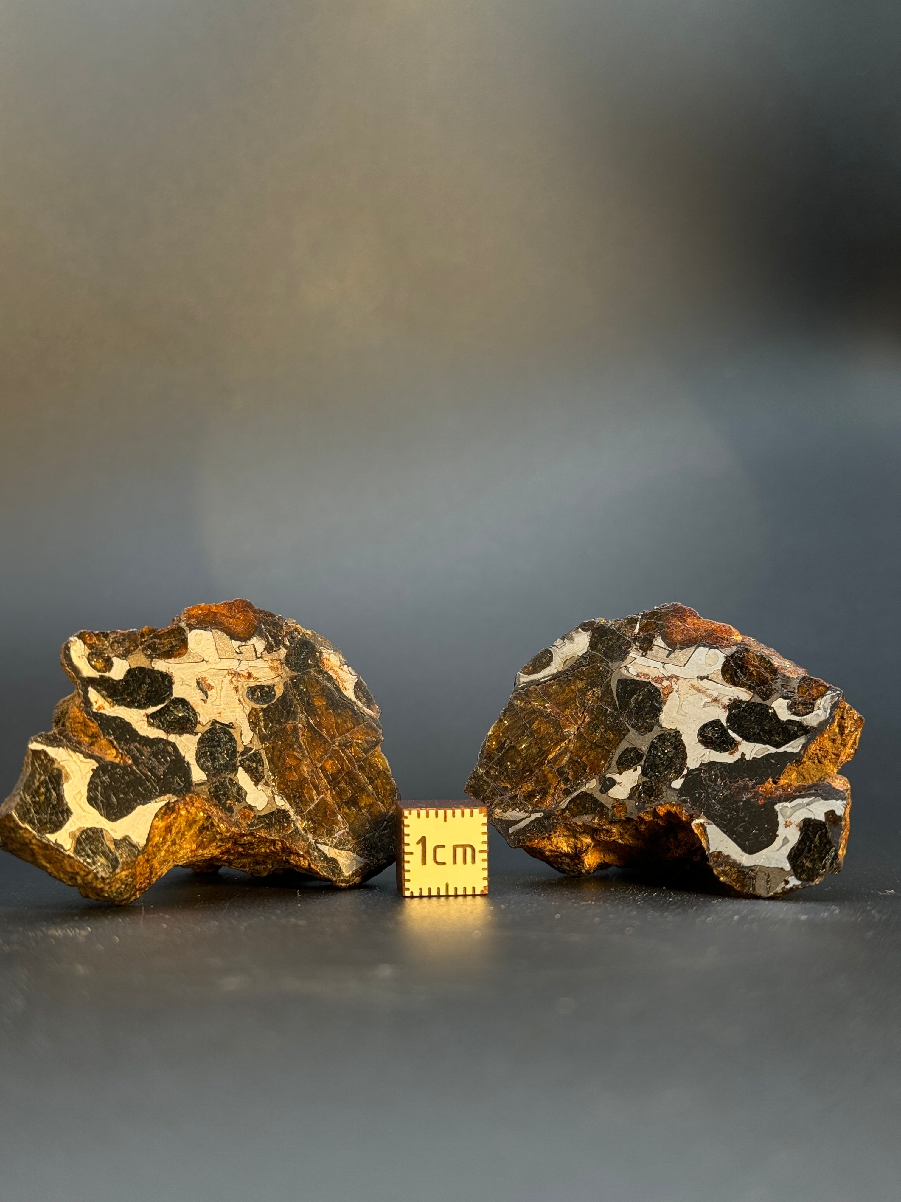 FULL SERICHO METEORITE FROM KENYA, IN TWO HALVES. TOTAL WEIGHT: 121,35 GRAMS.
