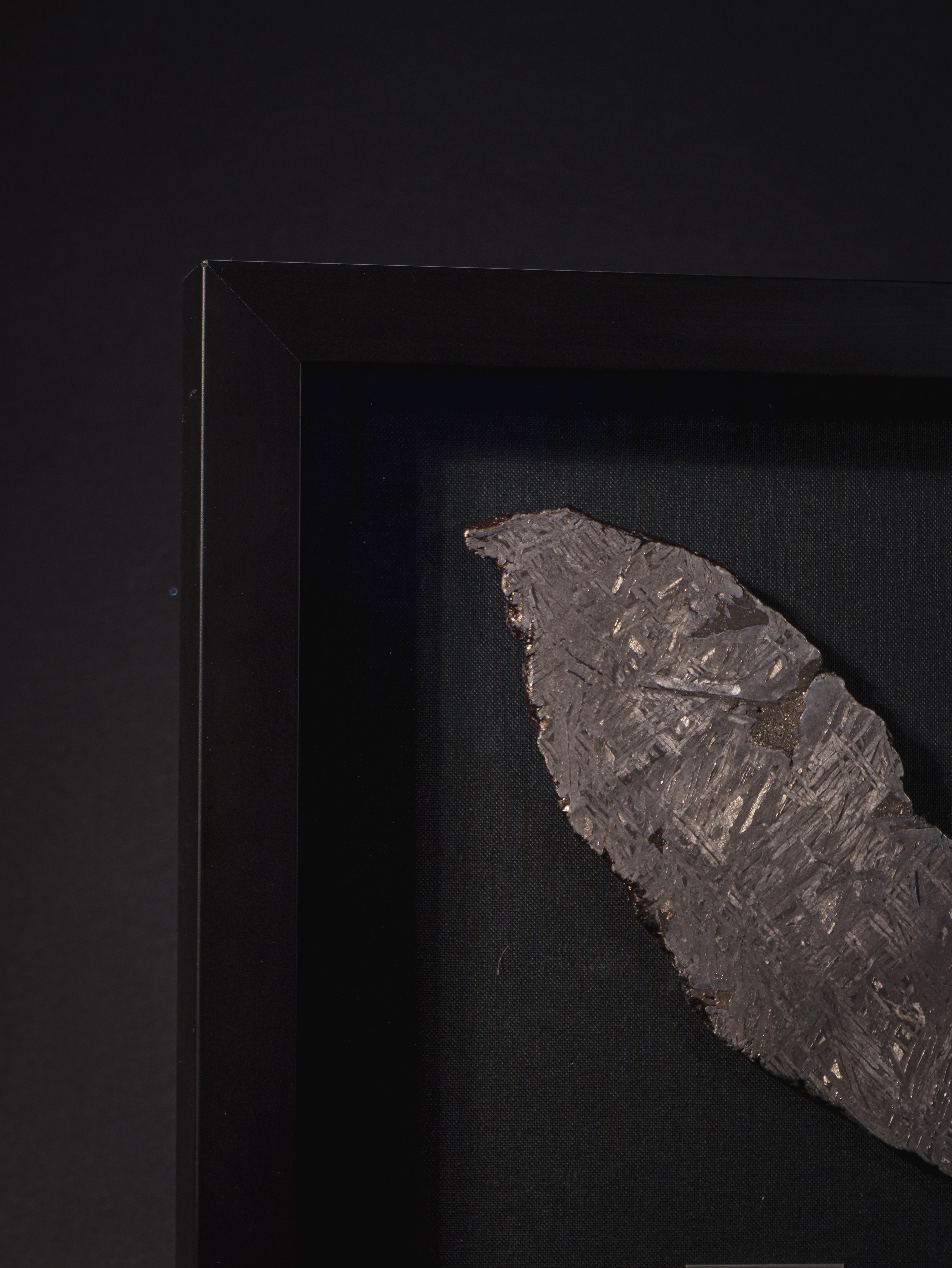Aletai meteorite framed slice with crust - 296g