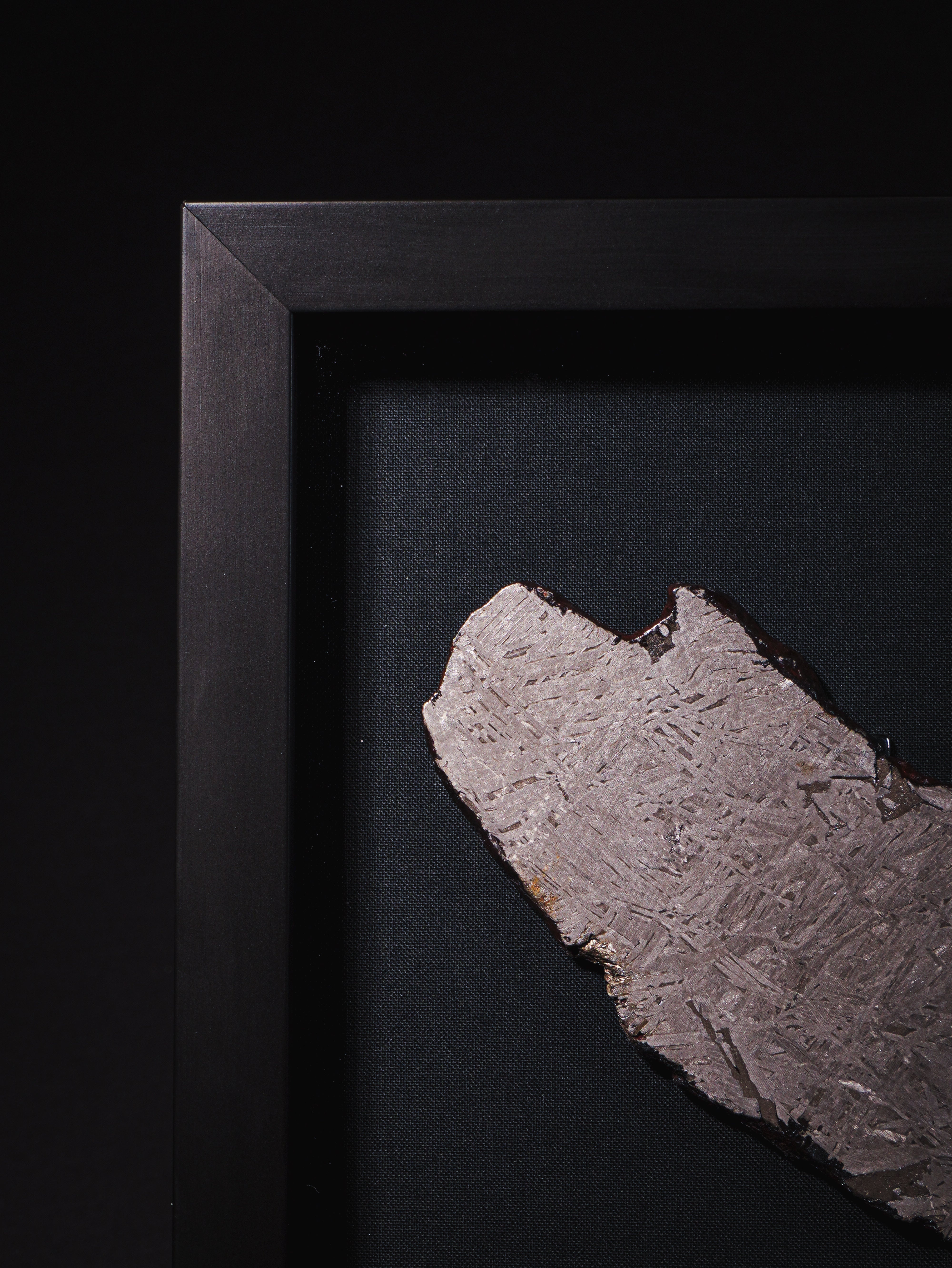 Aletai meteorite framed slice with crust - 313g