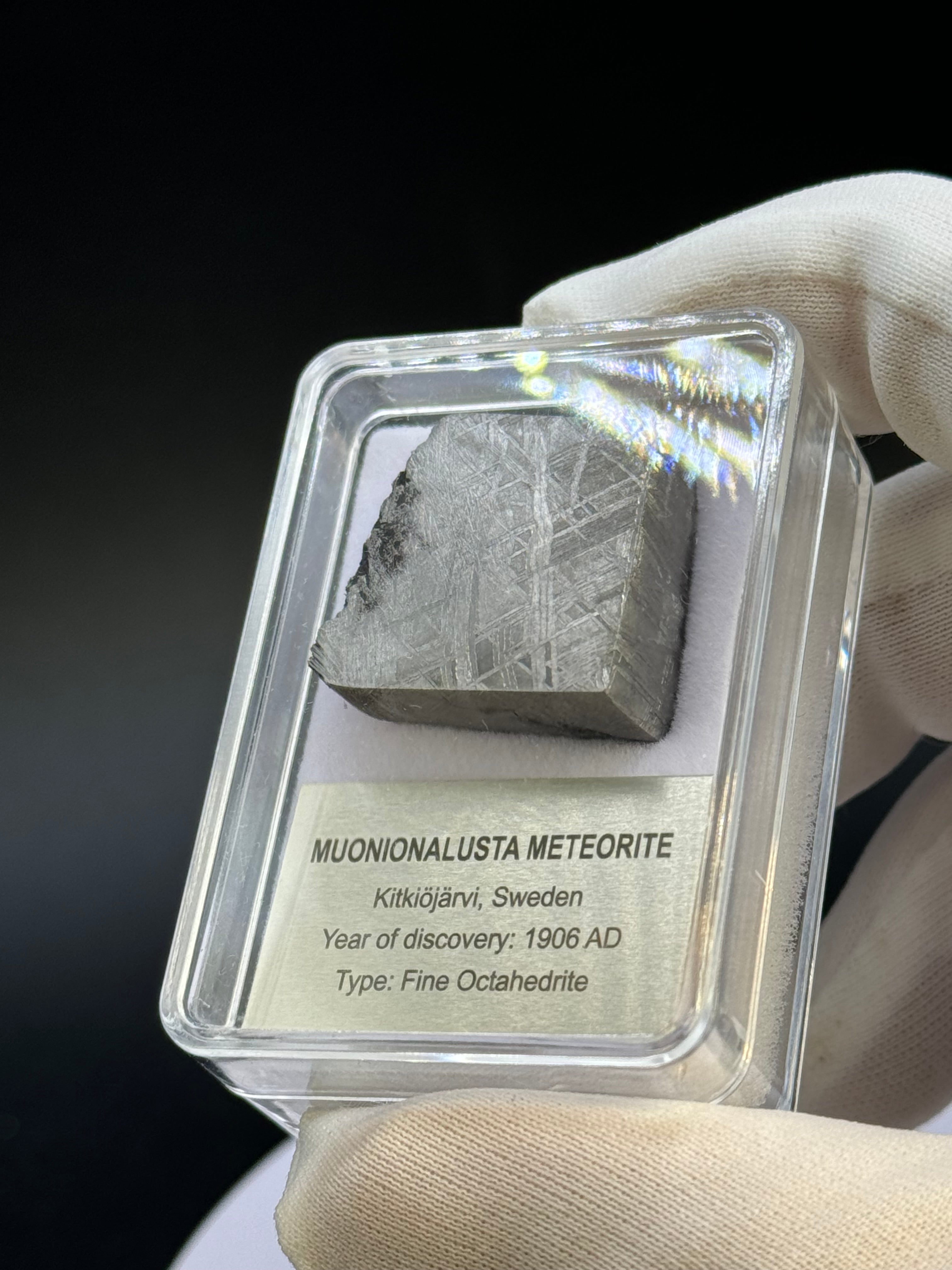 MUONIONALUSTA METEORITE, SWEDEN. DISPLAY BOX. 29,46 GRAMS.