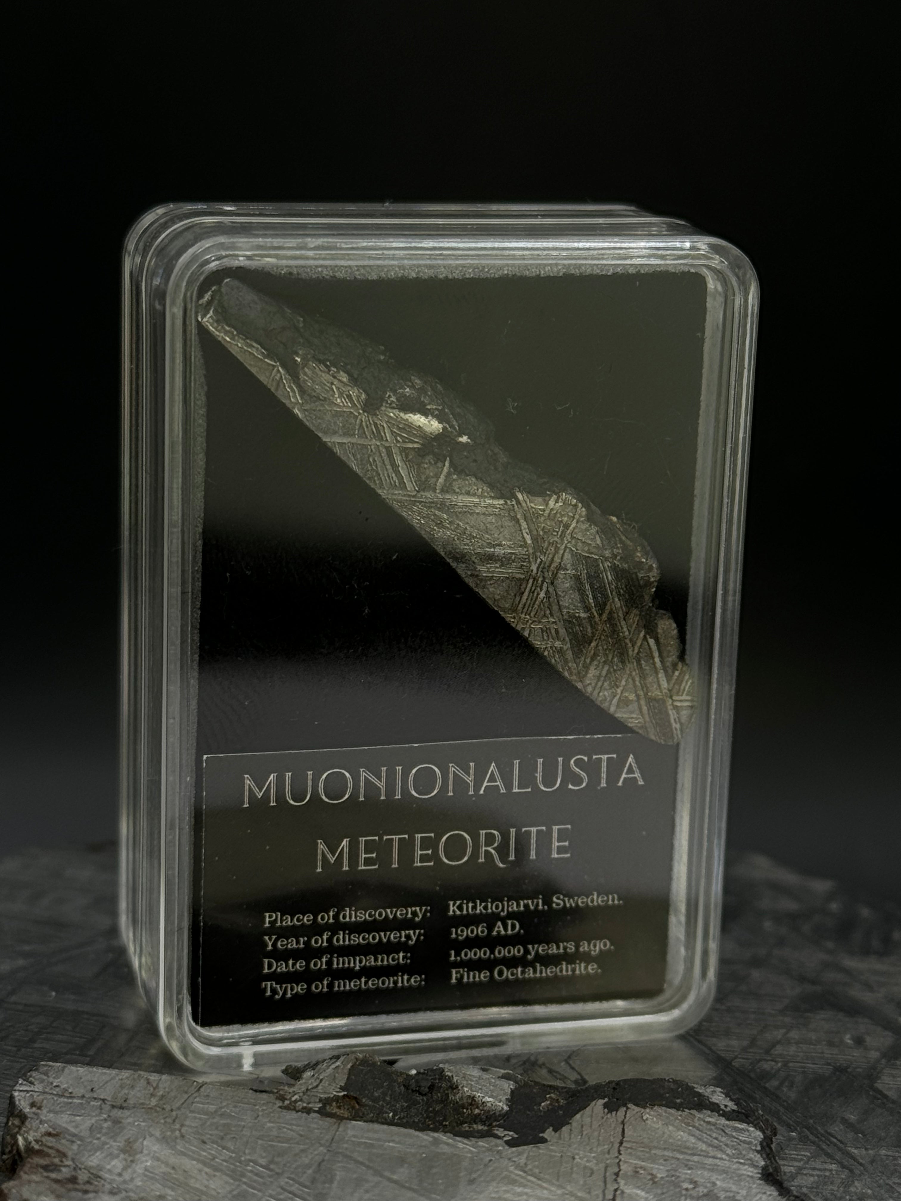 Muonionalusta Meteorite in Display box, 8 grams.