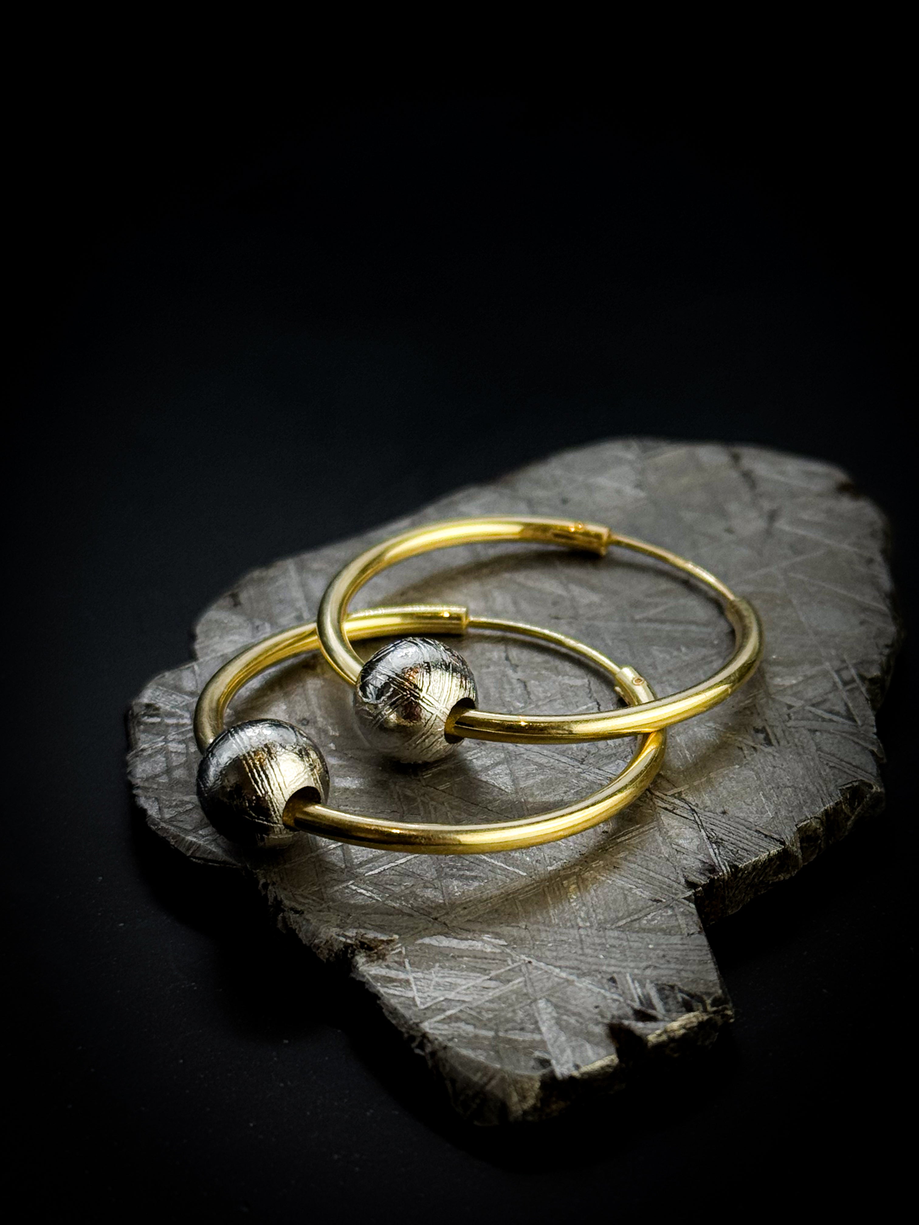 Muonionalusta Meteorite Mercury earrings