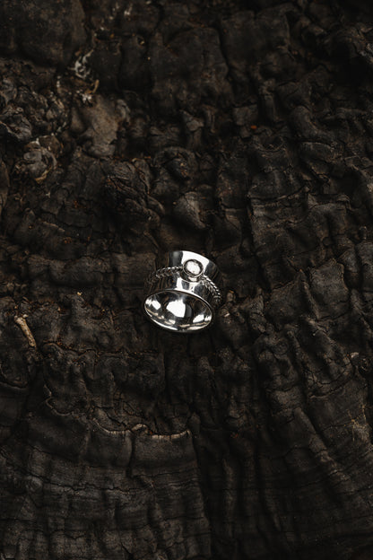 Muonionalusta meteorite Balinese ring with Silver 925