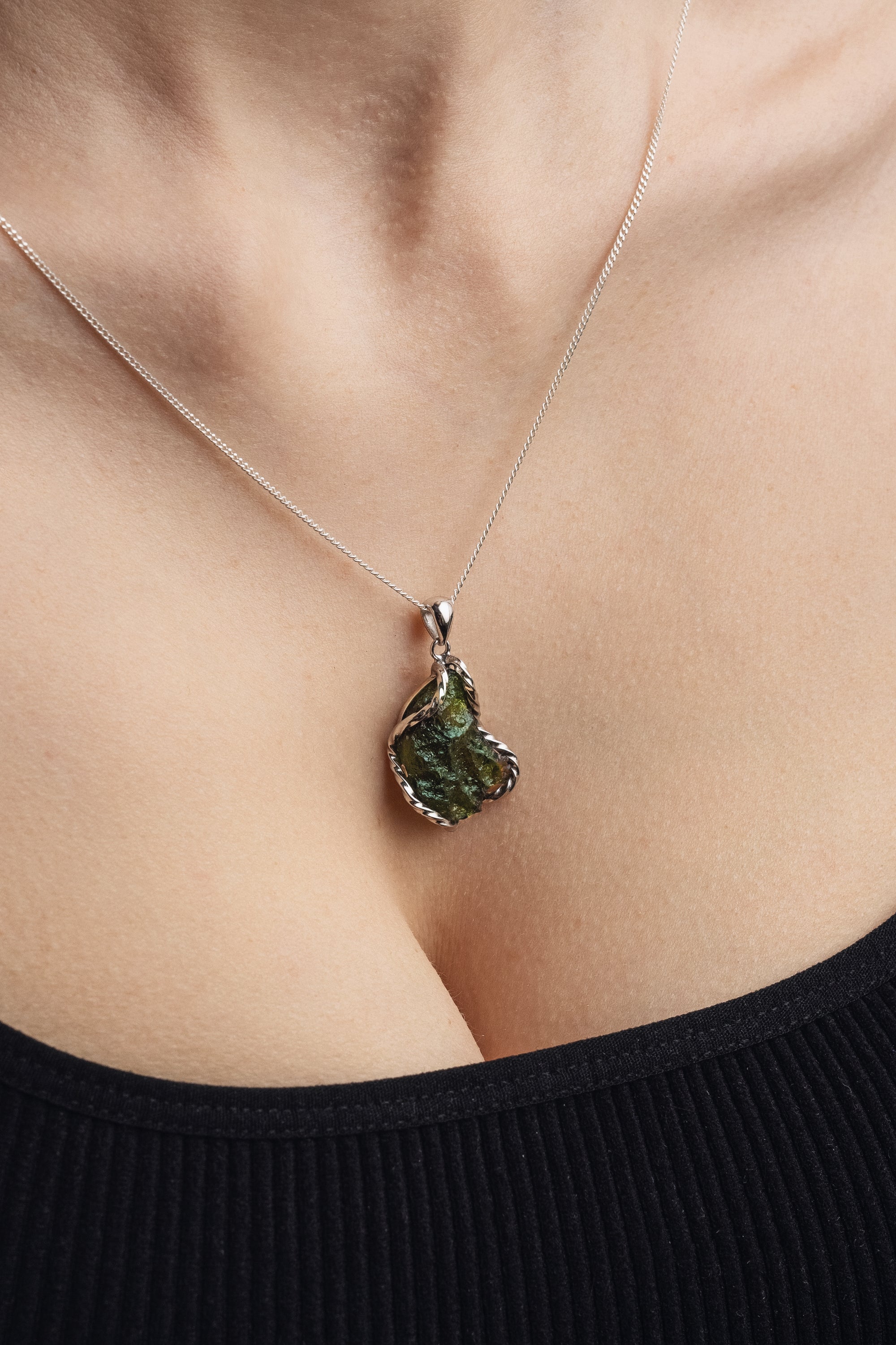 Raw Moldavite pendant