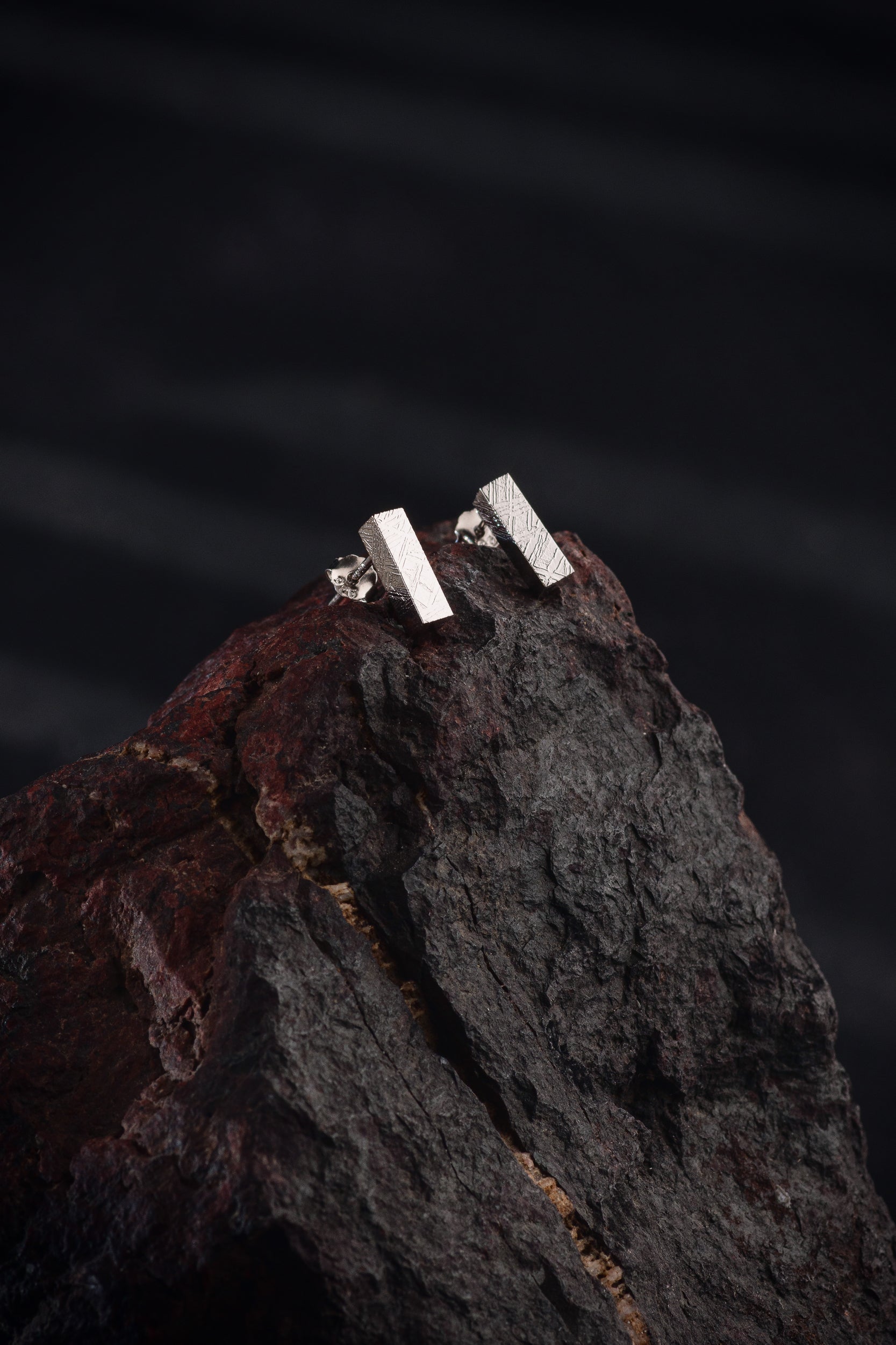 Muonionalusta meteorite Cosmic Pillars earrings