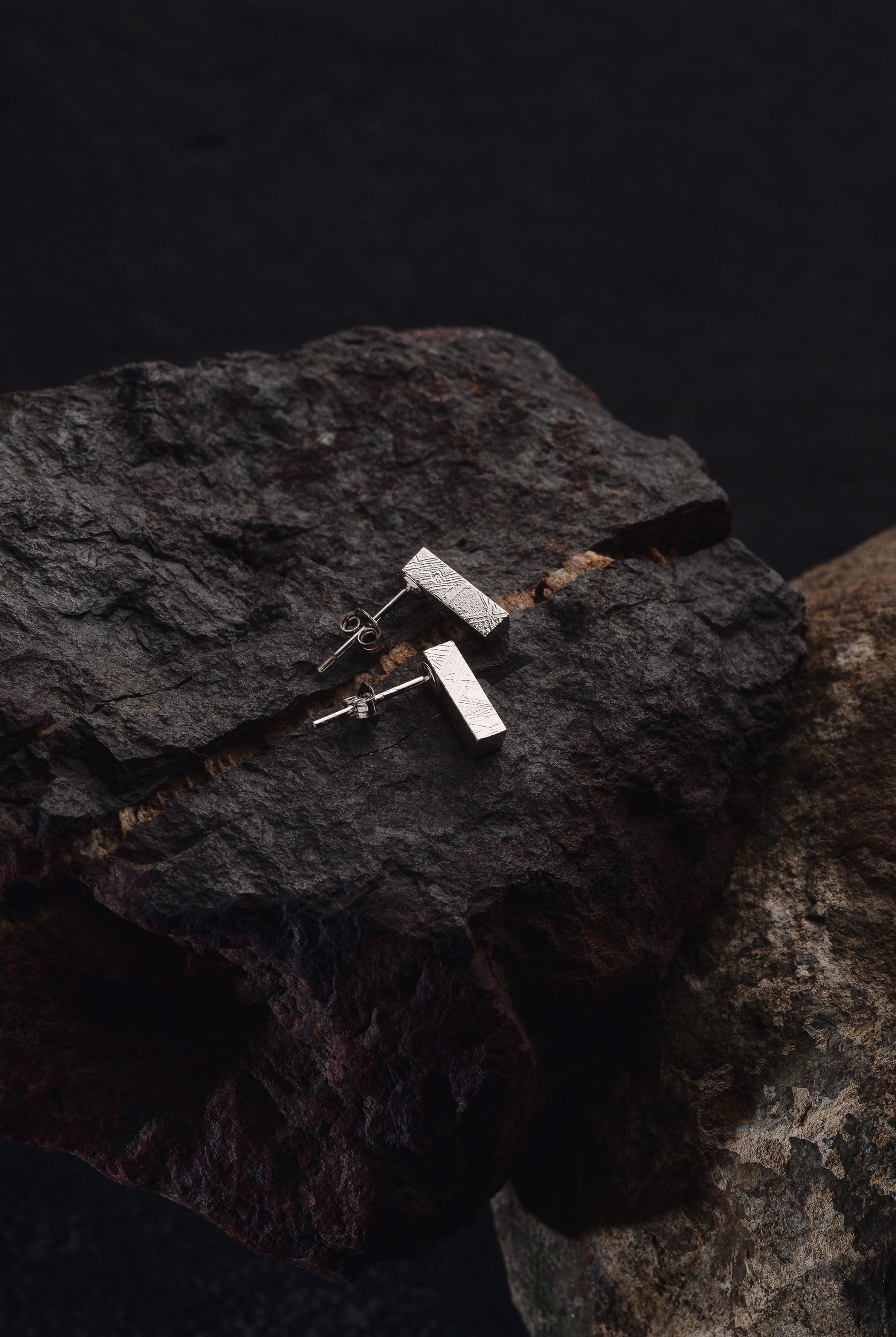 Muonionalusta meteorite Cosmic Pillars earrings