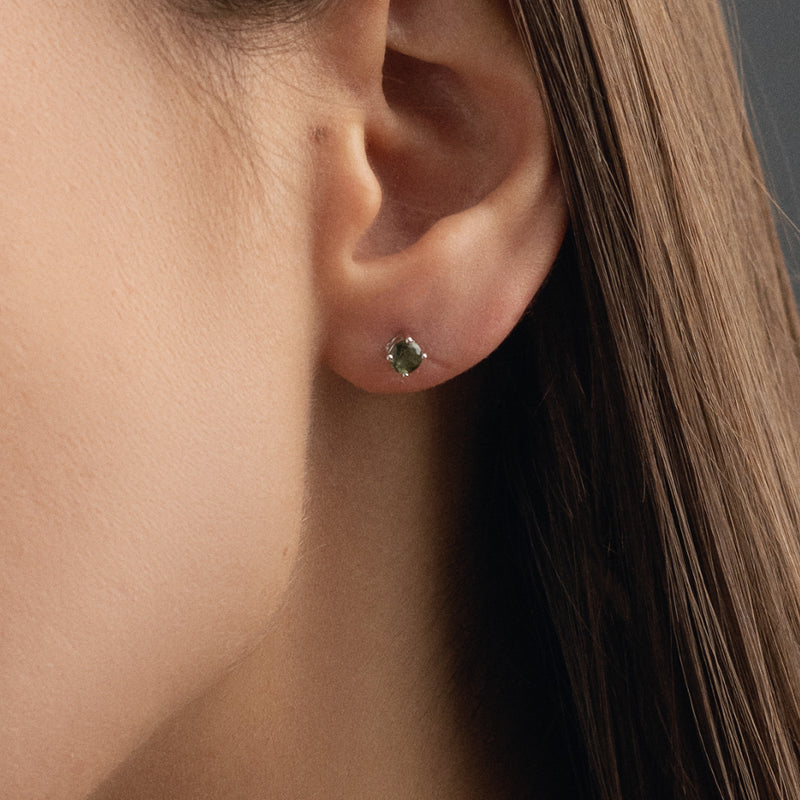 Facetated Moldavite stud earrings