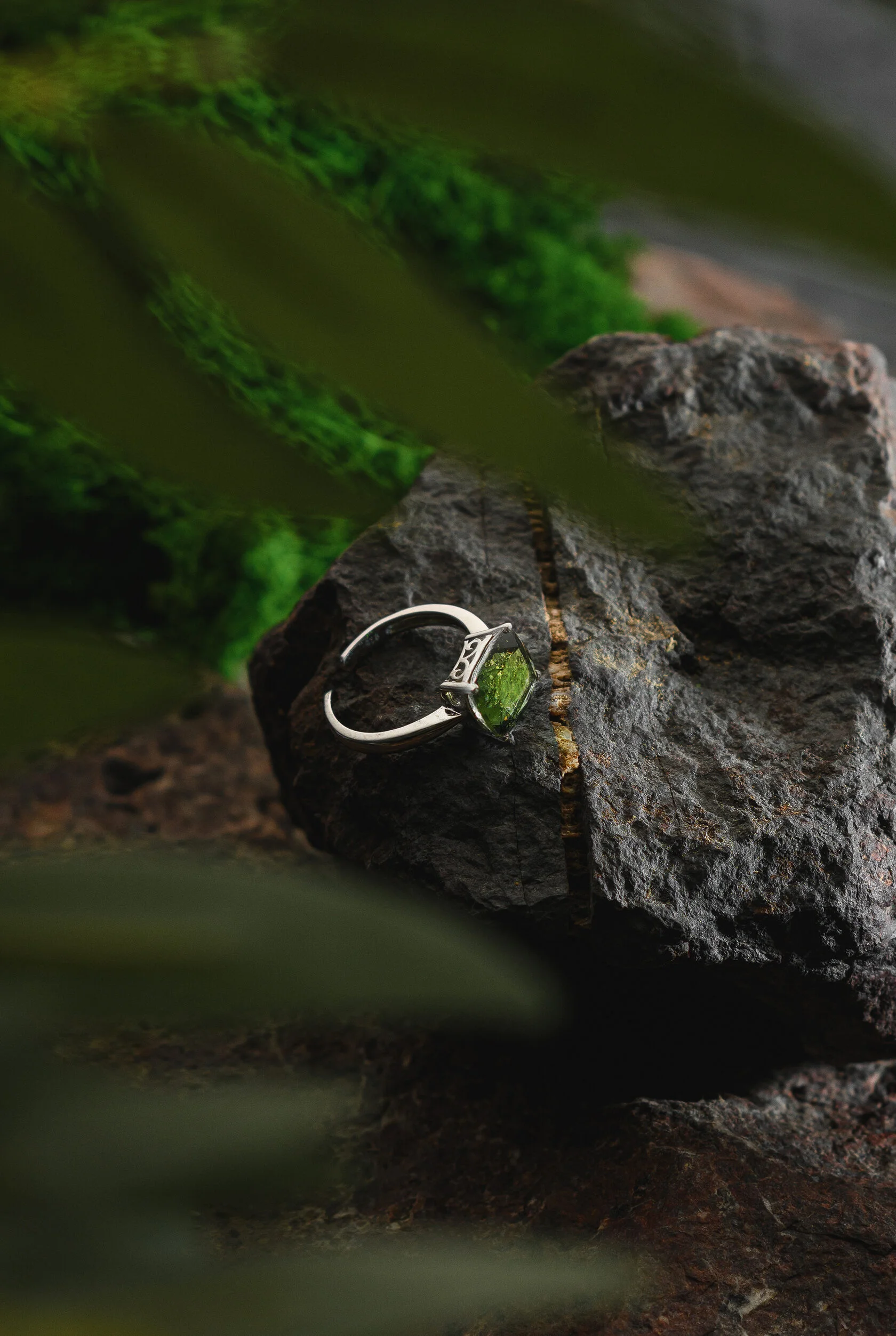 Moldavite ring, Czech Replublic.