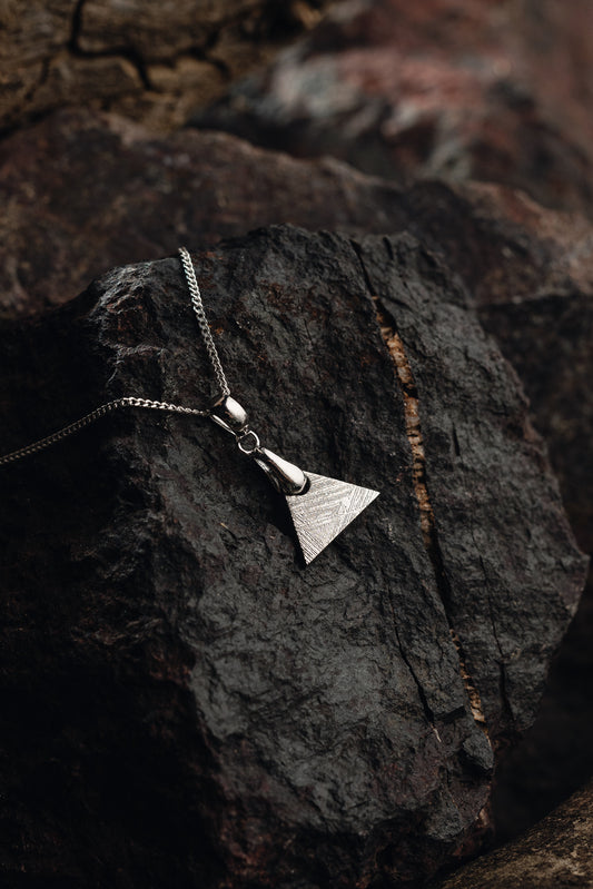 Muonionalusta meteorite small triangle pendant
