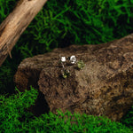 Facetated Moldavite stud earrings